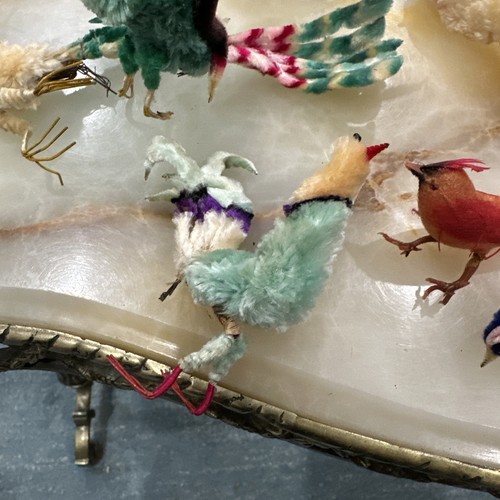 Vintage Chenille Pfeifenreiniger Vögel Drahtfüße MCM ~ Baum oder Pflanze Ornament 10er Set - Bild 2 von 11