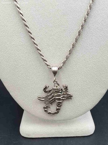 Sterling Silver Rope Chain Scorpion Pendant Necklace