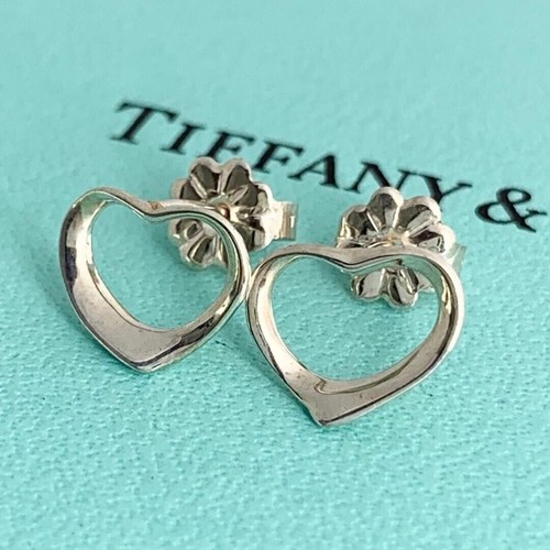 Pendientes de corazón abierto TIFFANY & Co. Elsa Peretti plata 925 accesorio vintage - Imagen 13 de 24