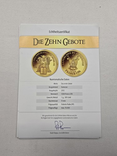 Goldmünzen Set Die 10 Gebote Kamerun 2012 10x0,5g .585 AU 1500 Francs CFA - Bild 9 von 19