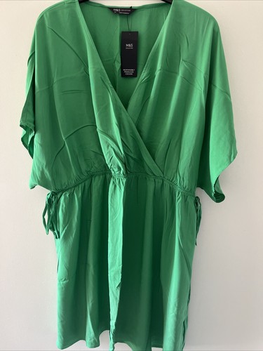 MARKS AND SPENCER GREEN DRESS ~ SIZE 22 REGULAR ~ BNWT
