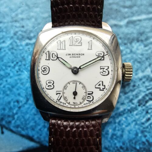 Vintage J W Benson Cushion Hand-Winding Men's Watch