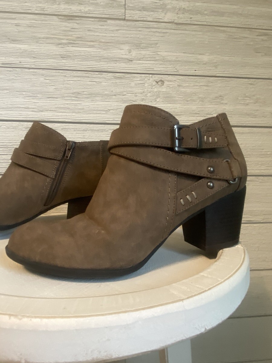 princess polly baby blue dress Women's from Here On Cinnamon Brown Faux Suede Block Heel Ankle Boots | Size: 6.5