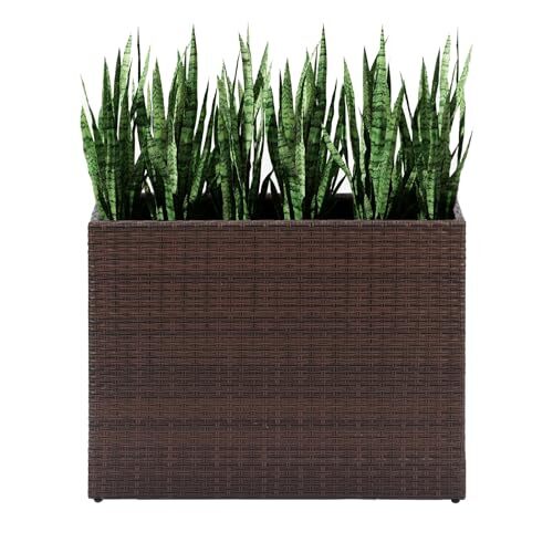 Tall Planters for Outdoor Plants Handmade Wicker Large Rectangular Block Brown - Picture 2 of 7