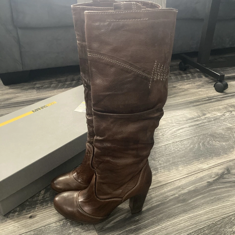 Botas Mujer Diseño Manas Cremallera Lateral Cuero Marrón. Talla 7,5 Buen Estado. Foto 4 de 4