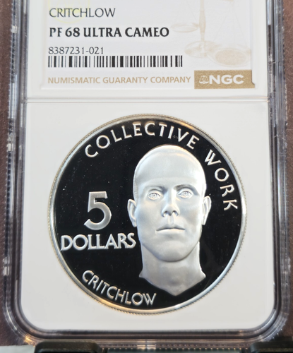 1976 GUYANA SILVER 5 DOLLARS CRITCHLOW NGC PF 68 ULTRA CAMEO SCARCE GEM PROOF - Picture 3 of 3