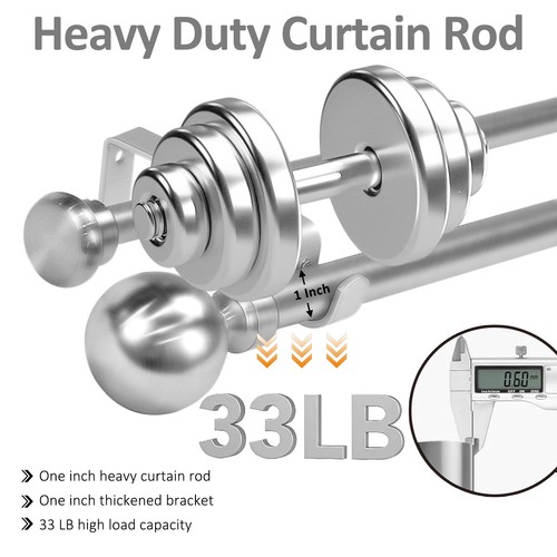 Juego de varillas de cortina de doble cortina ajustable de 1 pulgada con remates de bola, 28"-120" - Imagen 22 de 31