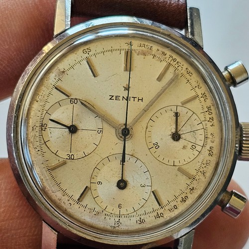 ZENITH-CRONO-ACCIAIO-RUOTA A COLONNE-RARO CAL. 156 D-WATERPROOF-OVERSIZE (37 MM) - Foto 22 di 24