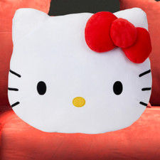 Sanrio Hello Kitty XL Face Cushion Red Bow Plush Pillow Jumbo Sized Bed Decor