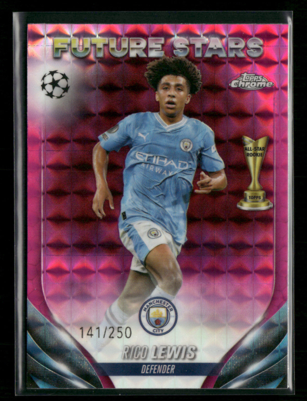 Rico Lewis 2023-24 Topps Chrome UEFA Future Stars Pink Geometric 141/250 [dbF9