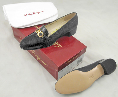 Salvatore FERRAGAMO フラッドシューズ　5サイズ NEW Salvatore Ferragamo Alligator Shoes! 5 C Black with Gold