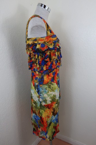 Robe poupée bébé vintage GAULTIER aquarelle vendu soleil franges jaunes S M 4 5 6