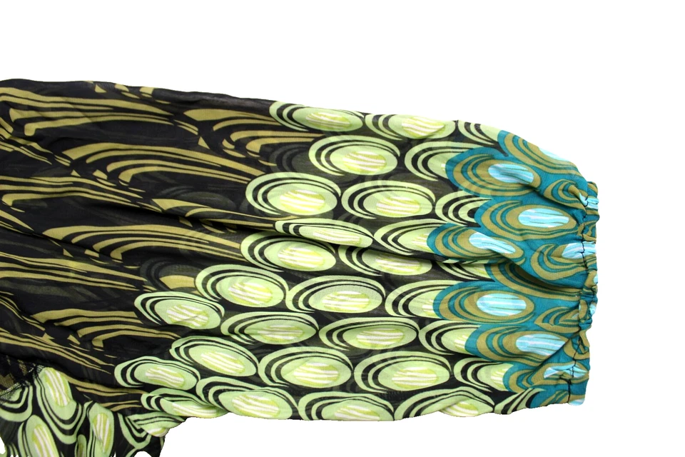 XHILARATION BLUSA TÚNICA Damas Talla XXL Marrón Verde Floral Manga 3/4 Sedosa Foto 4 de 4