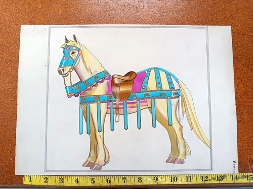 Obra de arte original vintage de los años 1930-1940 - Diseño Lester de bocetos de caballos de Chicago - Imagen 11 de 14