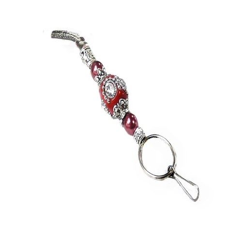 Lanyard Necklace keys, id badge, reading glasses holder, cord or chain Grey Red - Foto 4 di 6