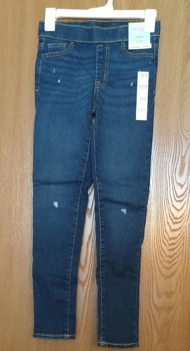 Girls Size 14 Slim Pull-On Jeggings Distressed Dark Blue Denim Cat & Jack - Picture 1 of 4