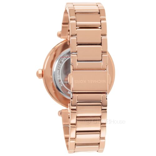 Michael Kors Parker Womens Pave Crystals Watch, MK Logo Dial, Rose Gold Steel - Picture 2 of 8