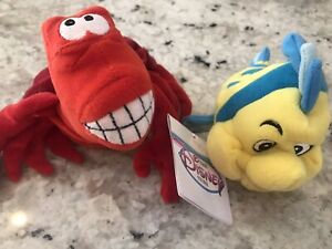 Disney Little Mermaid Beanie Bean Bag Plush Flounder & Sebastian | eBay