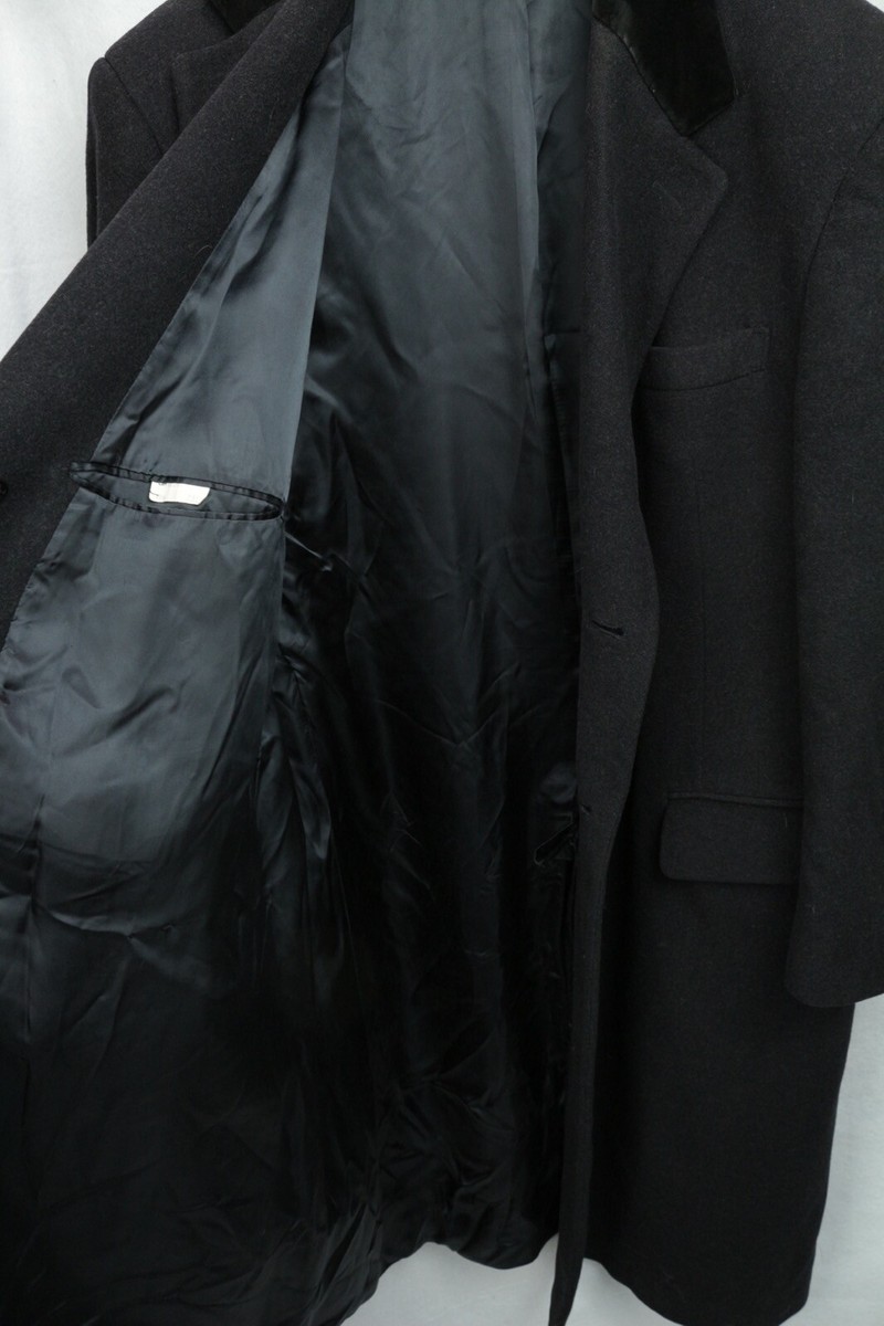 VTG Chesterfield Coat Mens 48R Charcoal Gray Wool Velour