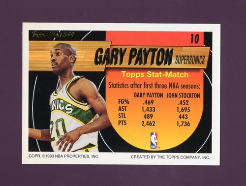 1994 Topps Black Gold Gary Payton #10 - Seattle Supersonics - Bild 2 von 2