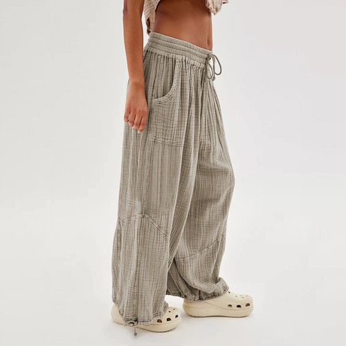 Damen Cargohose Baggy weites Bein lockere High Waist Hose mit mehreren Taschen - Bild 22 von 40