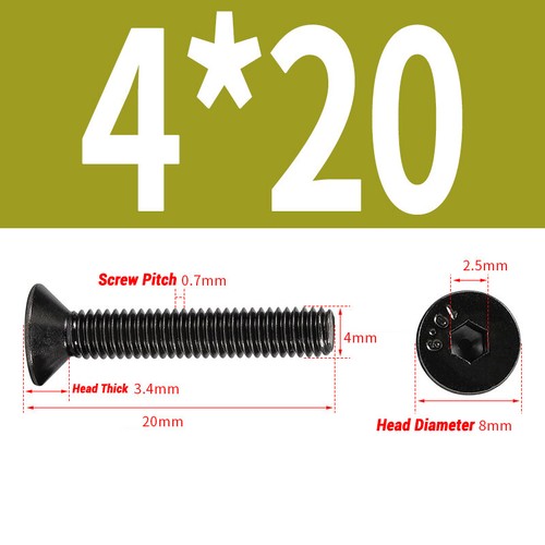 M2 M2.5 M3 M4 M5 M6 M8 SOCKET COUNTERSUNK SCREWS 10.9 HT CSK HEX ALLEN KEY BOLTS - Picture 38 of 75