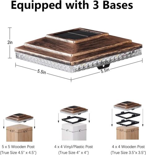 Solar Post Cap Lights,Outdoor Deck Fence Post Lights,Powerful Lithium Battery 20 - Picture 2 of 6