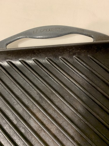 Le Creuset #24 Padella Griglia a Righe con Manico Grigio Quadrato Ghisa Smaltata - Foto 2 di 12
