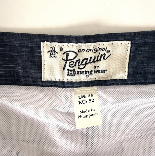 Original Penguin By Musing Wear Dark Blue & White Swim Trunks Men’s Sz 36 - Picture 3 of 7