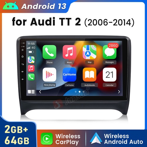 2+64GB Carplay 9" Android 13 Car Radio GPS Navi Stereo for Audi TT MK2 2008-2014