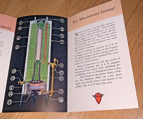 1936 AMERICAN GAS PRODUCTS Brochure SCALDABAGNO - PEOPLES GAS LIGHT Co. CHICAGO - Foto 5 di 6