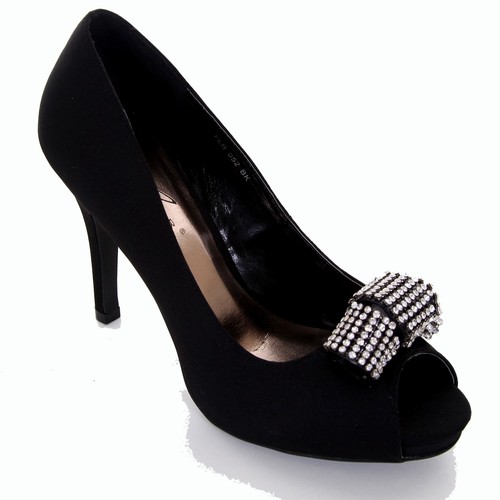 Talon Fête Accent Bout Strass Satin Ouvert À Cour Femmes Chaussures 48qzBww1