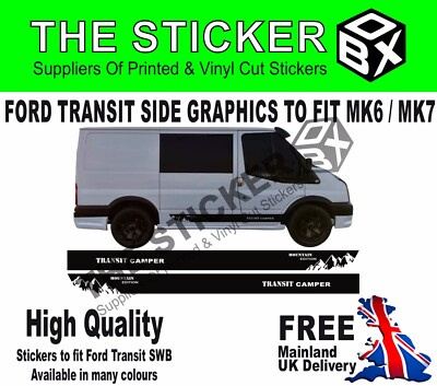 To Fit Ford Transit Mk6 Mk7 Swb Van /Camper Side Graphics