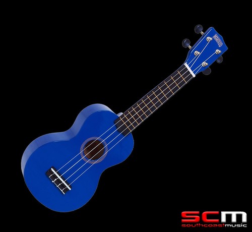MAHALO Rainbow Series Soprano Ukulele MR1-BU BLUE Finish Aquila Strings Gig Bag - Picture 2 of 3