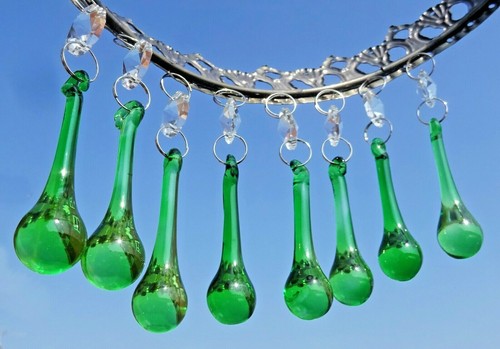10 Orb Emerald Green Chandelier Cut Glass Crystals Beads Party Droplets Drops  - Picture 6 of 12