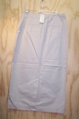 NEW Christopher Banks Skirt Womens SZ 6 Maxi Long Beige Cotton Modest Back Slit - Picture 2 of 3