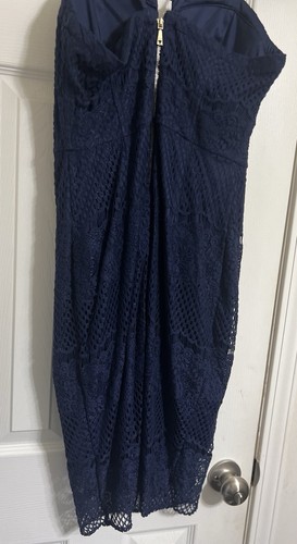 ABITO GUESS LOS ANGELES DONNA TAGLIA 8 BODYCON BLU PIZZO DIETRO CERNIERA ACCENTO - Foto 21 di 22