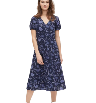 knee length dresses for ladies PROJECT GAP LENZING ECOVERO Puff Sleeve Midi Dress  GAP  (International)