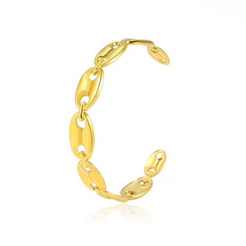 Pulsera de geometría nariz de cerdo abierta para mujer hombre dorado plata acero inoxidable - Imagen 7 de 10