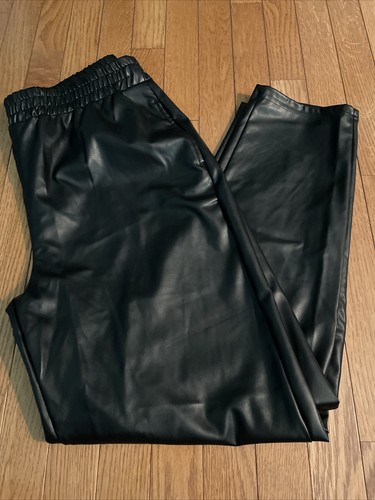 Fabletics Vegan Leather High Waist Pants Size XL 12-14 Black Tapered Leg $69.95 - Picture 5 of 9