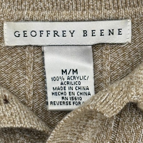 Geoffrey Beene Mens Quater Button Collared Pullover Sweater Tan Beige Size M - Picture 7 of 11