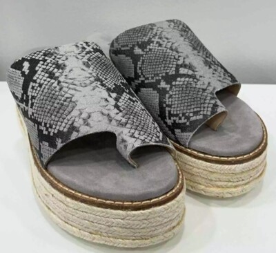 Diba Wedge Sandals Diba True Demi Chase Snake Print Gray Wedge