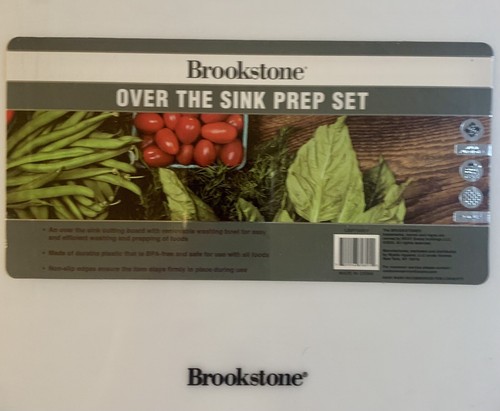 NEW Brookstone Over The Sink Prep Set Cutting Board w/Removable Washing Bowl - Picture 2 of 7