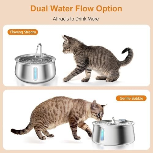 Cat Water Fountain,4L Automatic Stainless Steel Pet Fountain with LED Light Wate - Picture 4 of 7