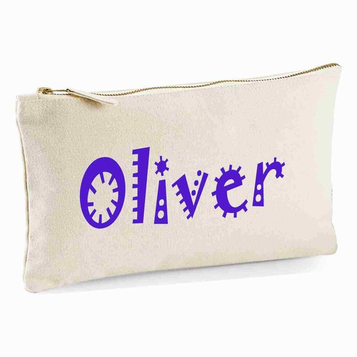 Personalised Canvas Pencil Case with 12 Colouring Pencils & 2 HB Pencils -PURPLE - Picture 2 of 7