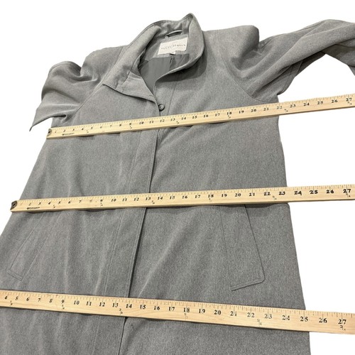 Sz 12 Vtg Fleet Street Trench Coat Silver/Gray Long Dress Scarf Lightweight - Picture 11 of 14