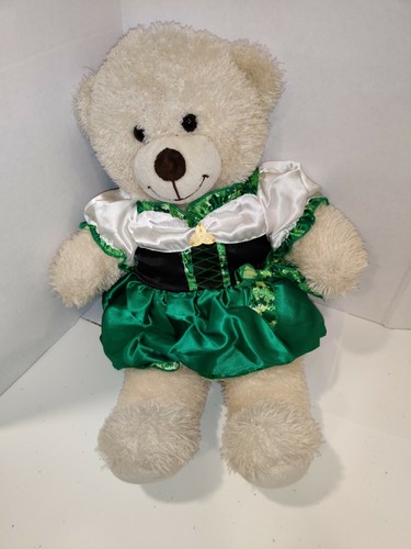 Build a Bear Happy st patrick's day clothes Green Tull Lucky Clover Dress