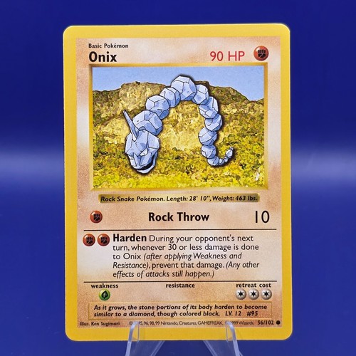 Onix Shadowless 56/102 Base Set Common Pokemon 1999 NM
