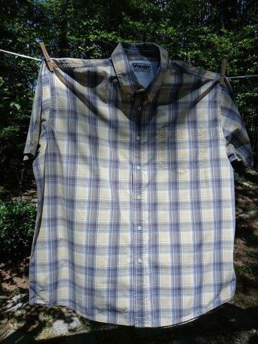 Wrangler Hero Short Sleeve Button Up Casual Shirt XL Men's 100% Cotton Plaid - Picture 3 of 4