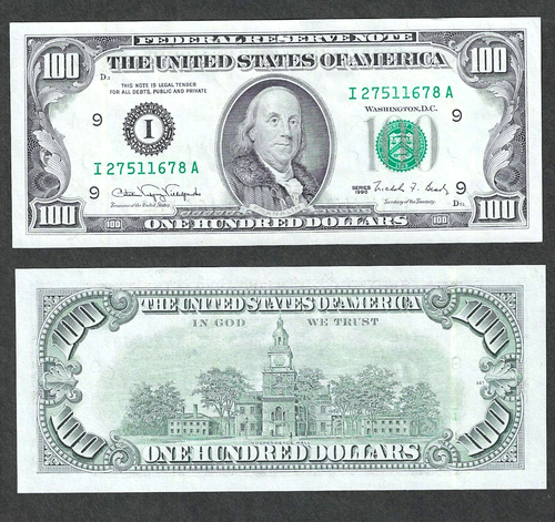 1990 $100 MINNEAPOLIS FEDERAL RESERVE ~ SUPER MARGINS GEM CRISP UNCIRCULATED - Picture 2 of 2